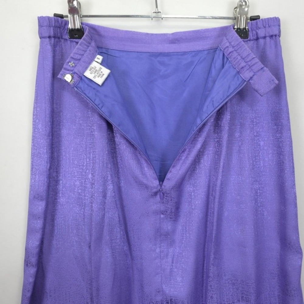 Adrianna Papell Silk Skirt Suit Set Purple Textured Tie Neck Career Wear VTG 90 - Picture 5 of 15